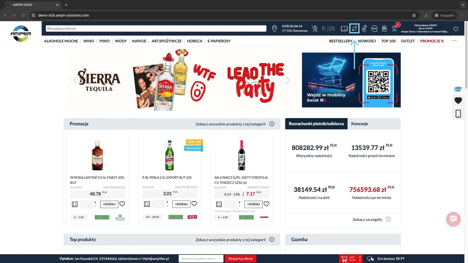 Zrzut ekranu – Import/eksport koszyka