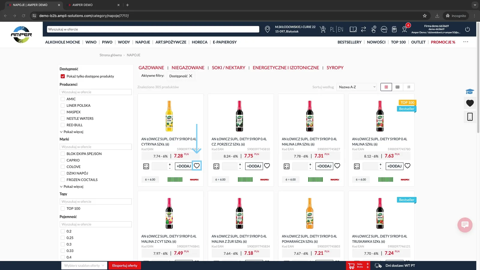 Zrzut ekranu – Dodawanie produktów