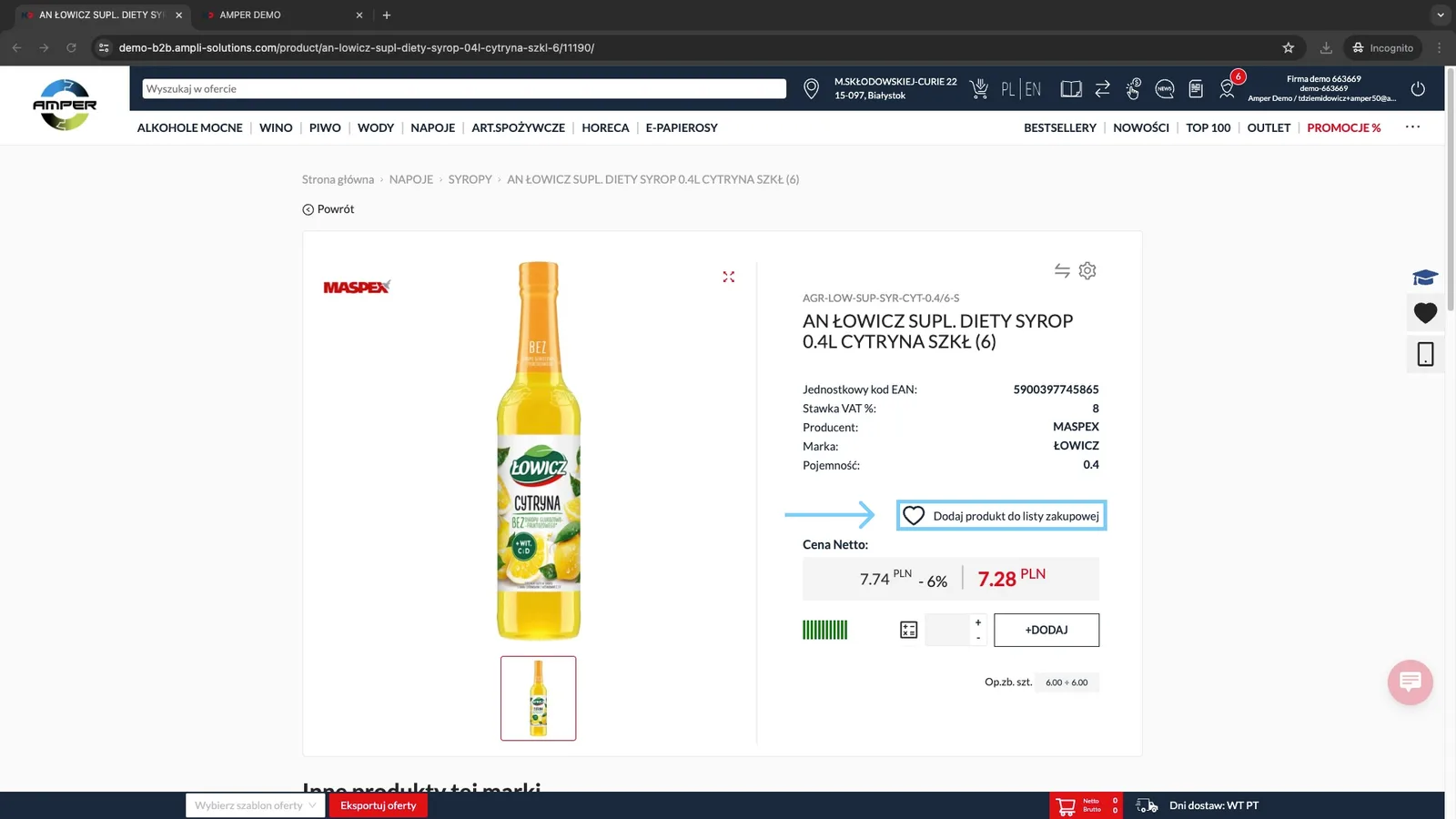 Zrzut ekranu – Dodawanie produktów