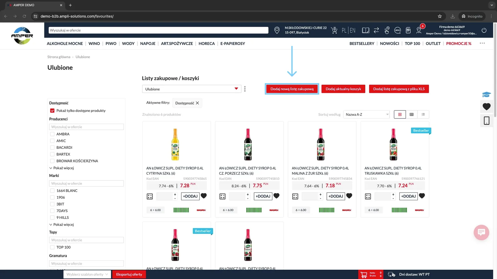 Zrzut ekranu – Dodaj nową listę zakupową