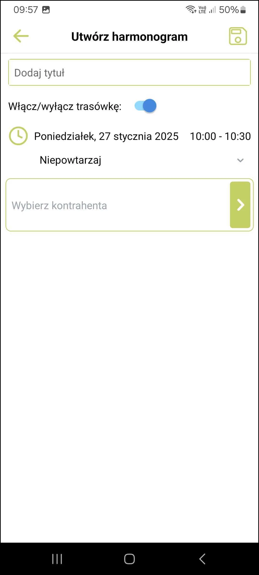 Zrzut ekranu – Harmonogram