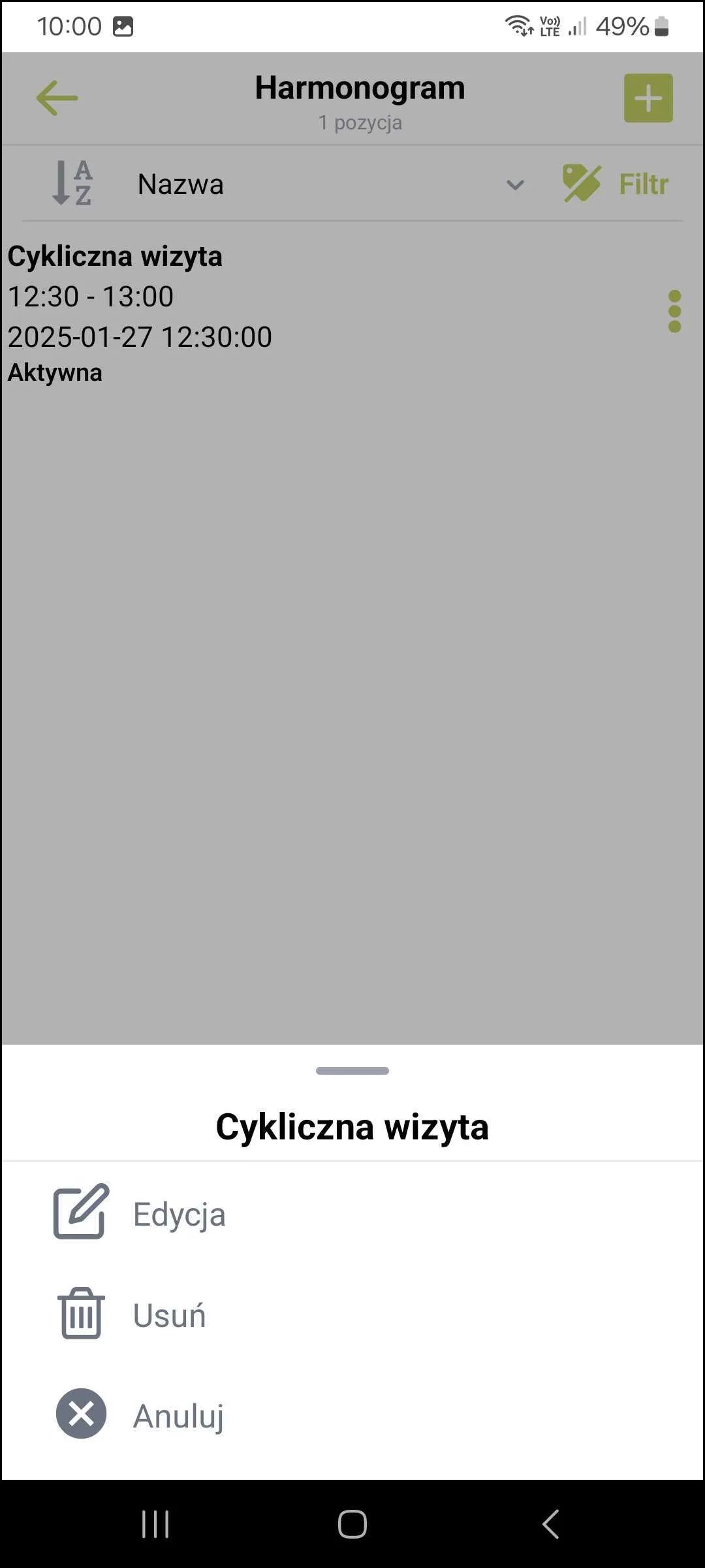 Zrzut ekranu – Harmonogram