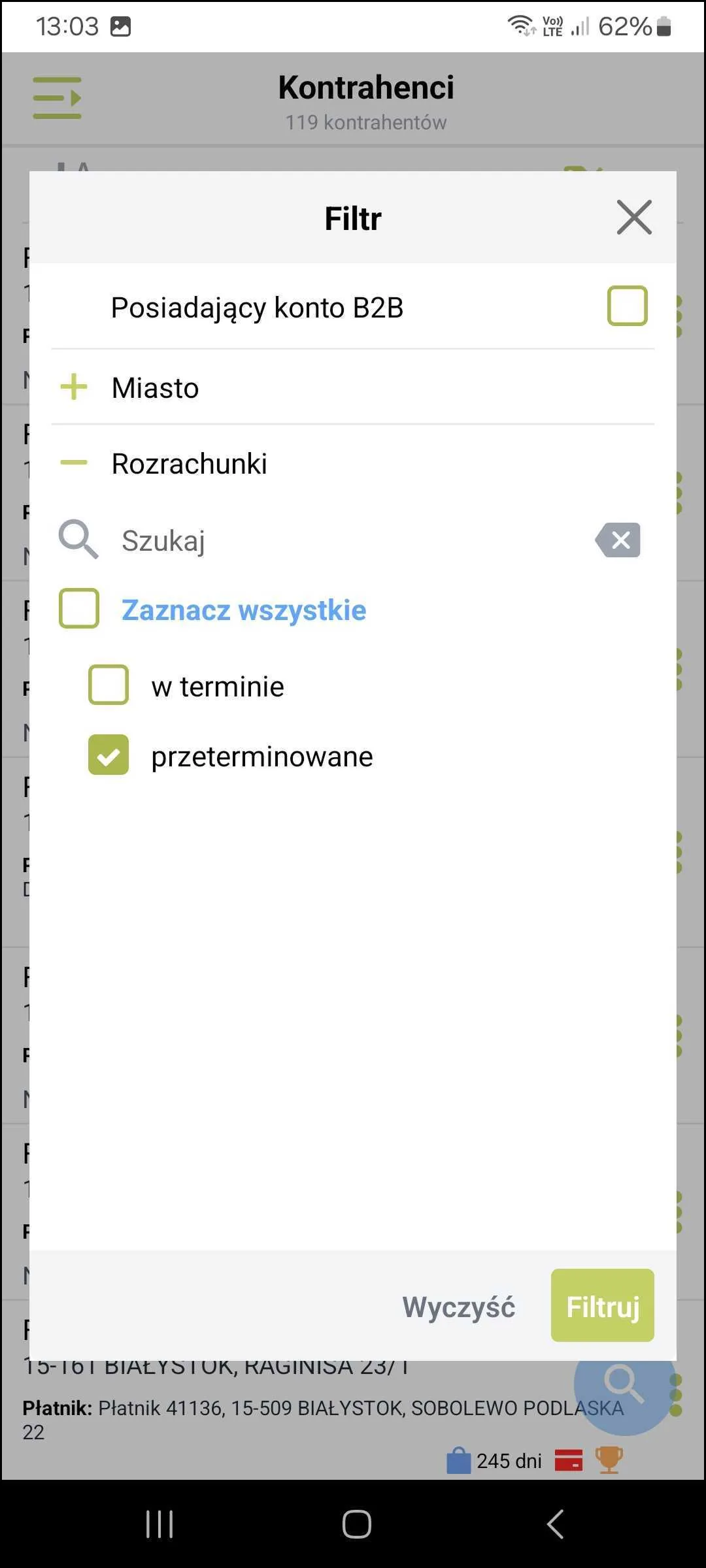 Zrzut ekranu – Lista kontrahentów