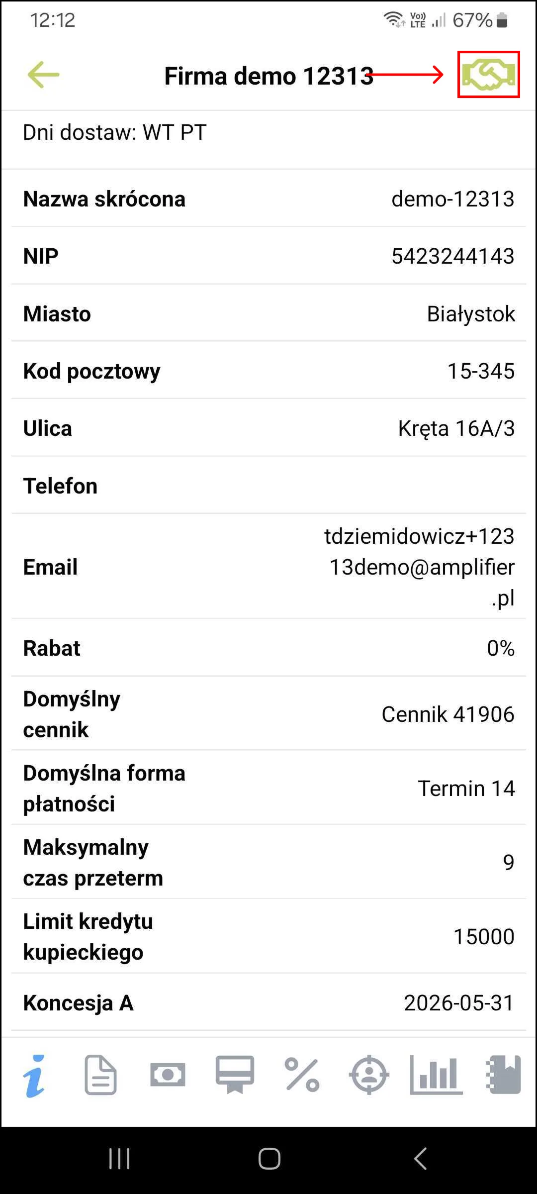 Zrzut ekranu – Szczegóły kontrahenta
