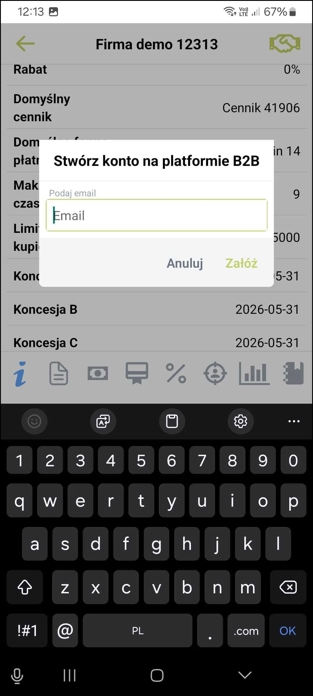 Zrzut ekranu – Szczegóły kontrahenta
