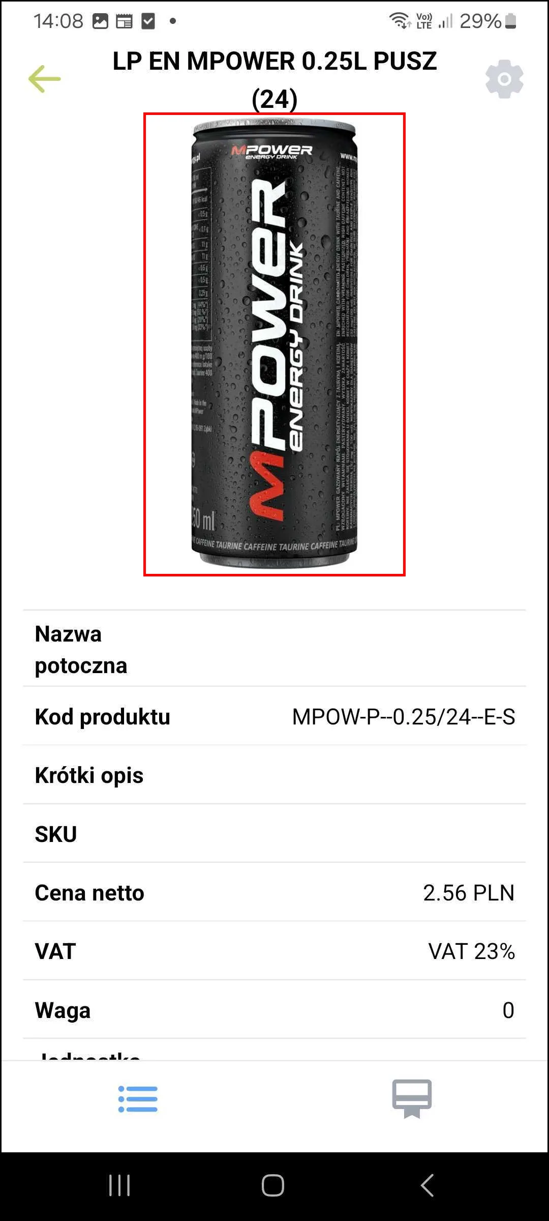 Zrzut ekranu – Szczegóły towaru - karta produktu