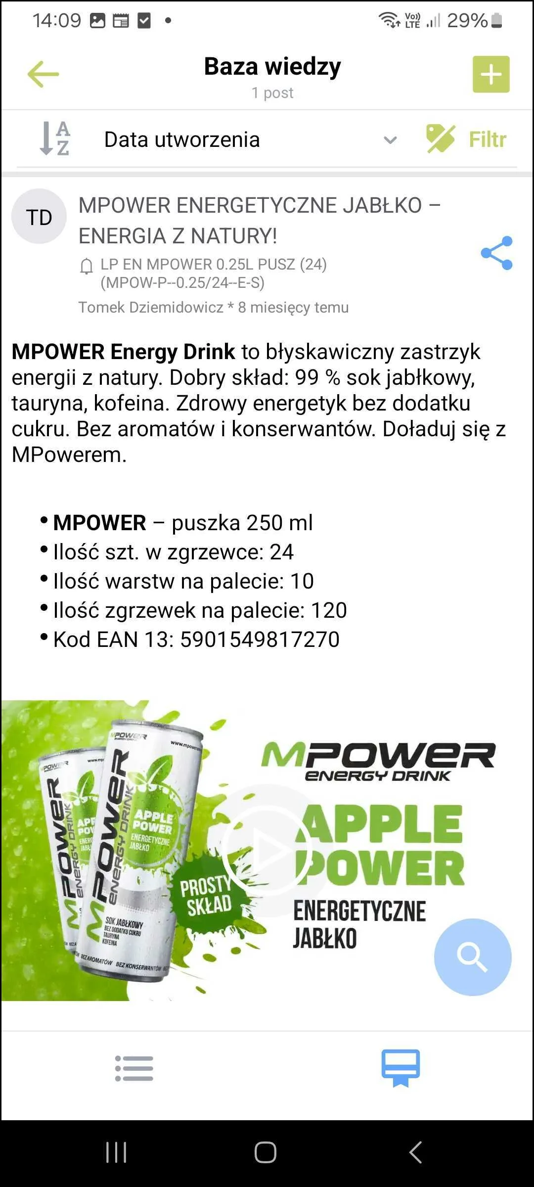 Zrzut ekranu – Szczegóły towaru - karta produktu