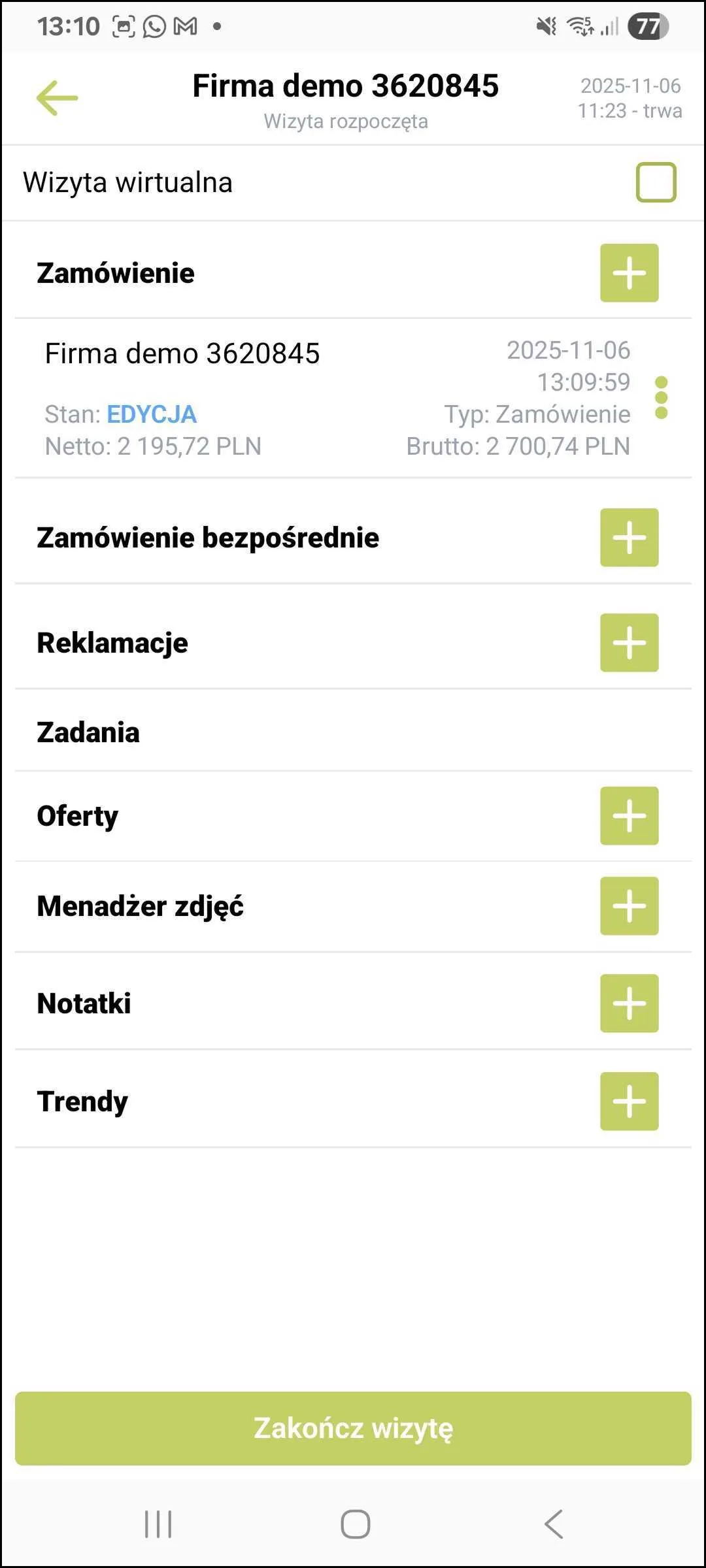 Zrzut ekranu – Łączenie dokumentów z okna wizyty